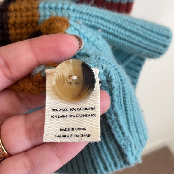 Ulla Johnson Teal striped Tillie ballon sleeve cardigan sweater S - Picture 9 of 11